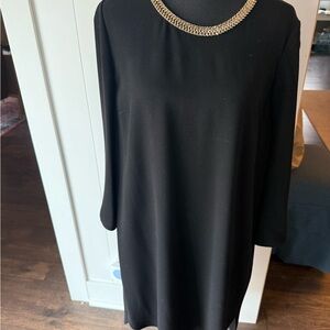 Burberry Black Sheath Dress with Long Sleeves and Crew Neck